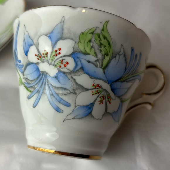 Antique JonRoth, England, Salisbury fine bone China blue and white flower - Picture 6 of 9